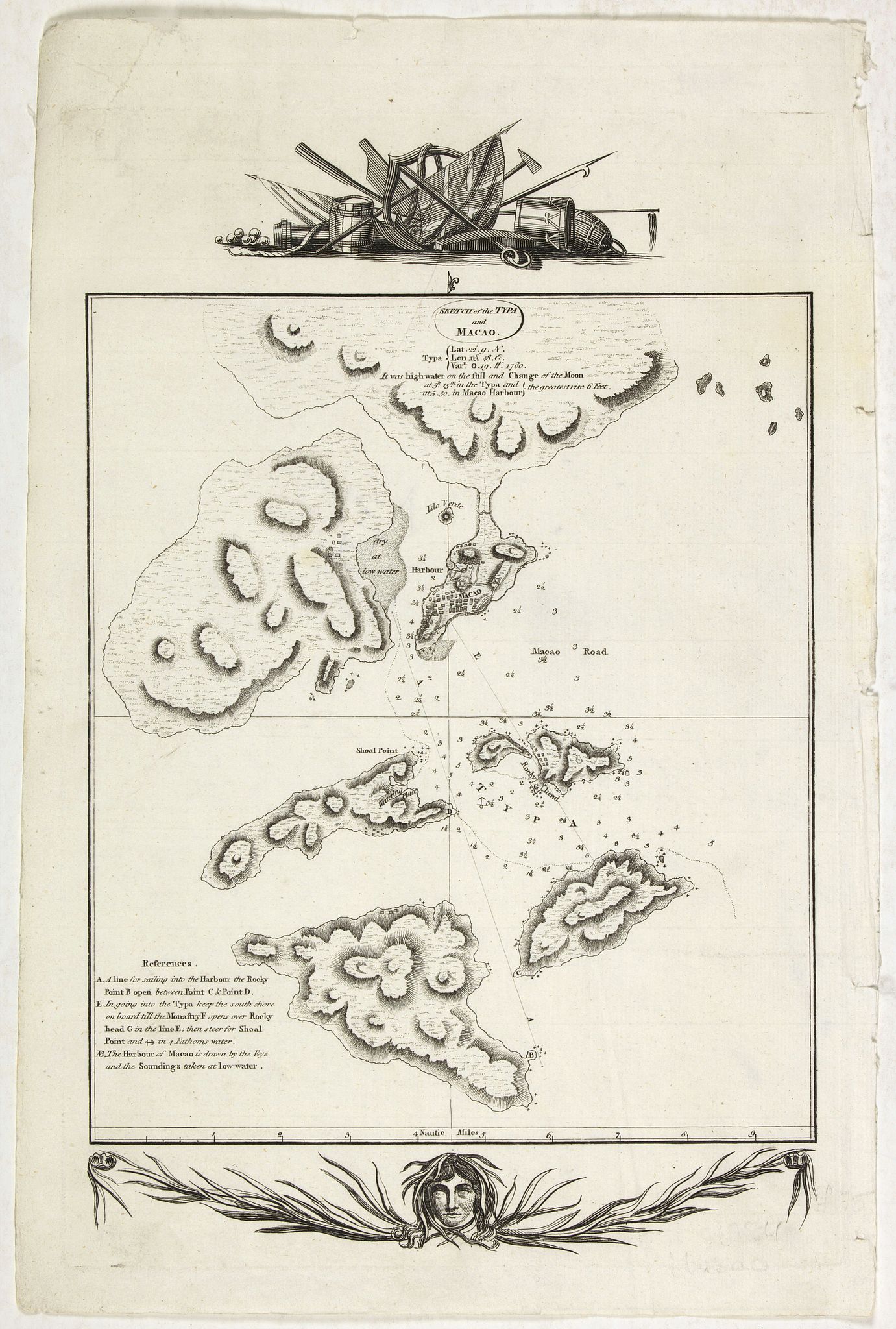 HOGG, Alexander., Sketch of the Typa and Macao., antique map, old maps
