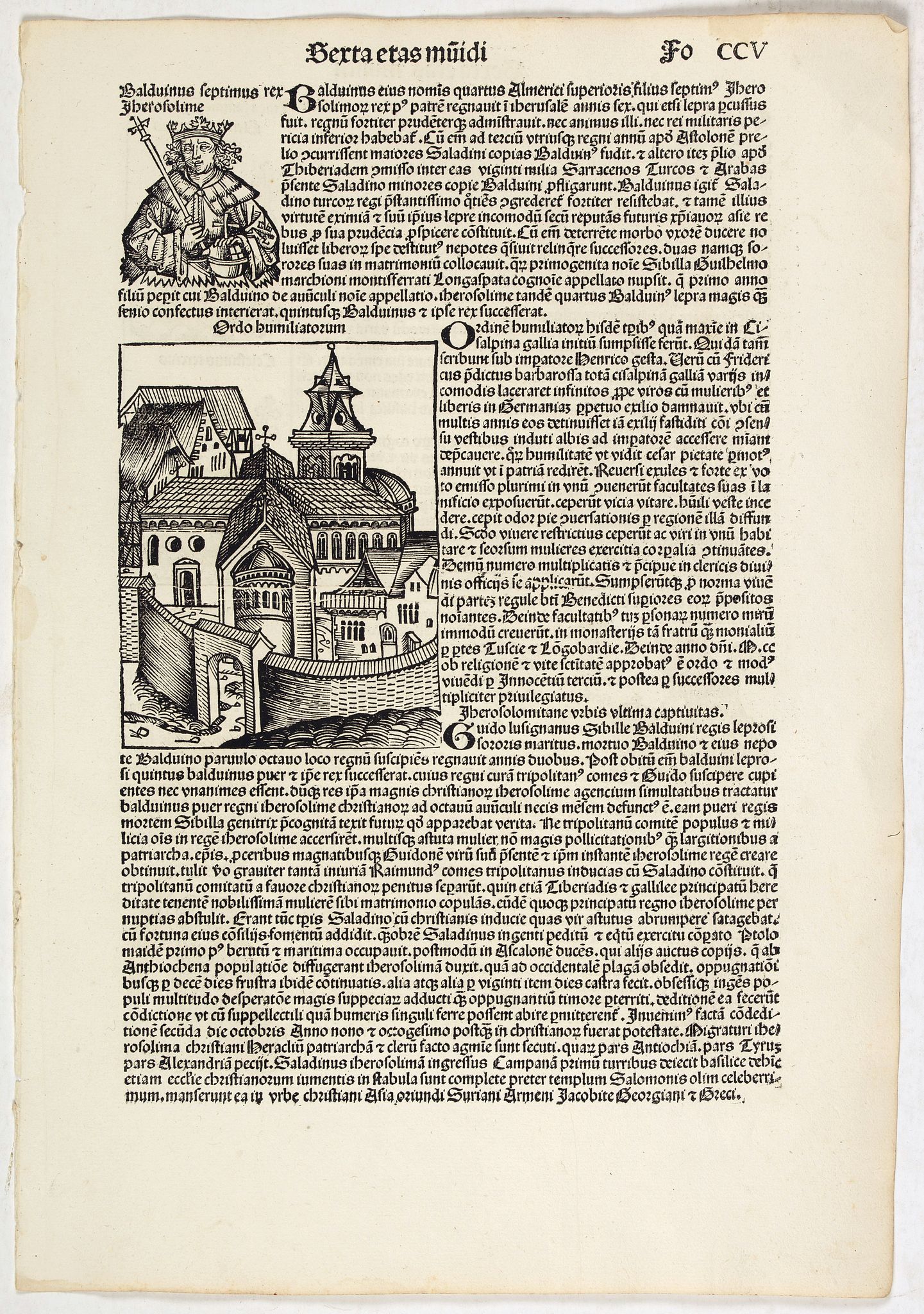 SCHEDEL, H., Sexta Etas Muidi. Fo. CCV, antique map, old maps