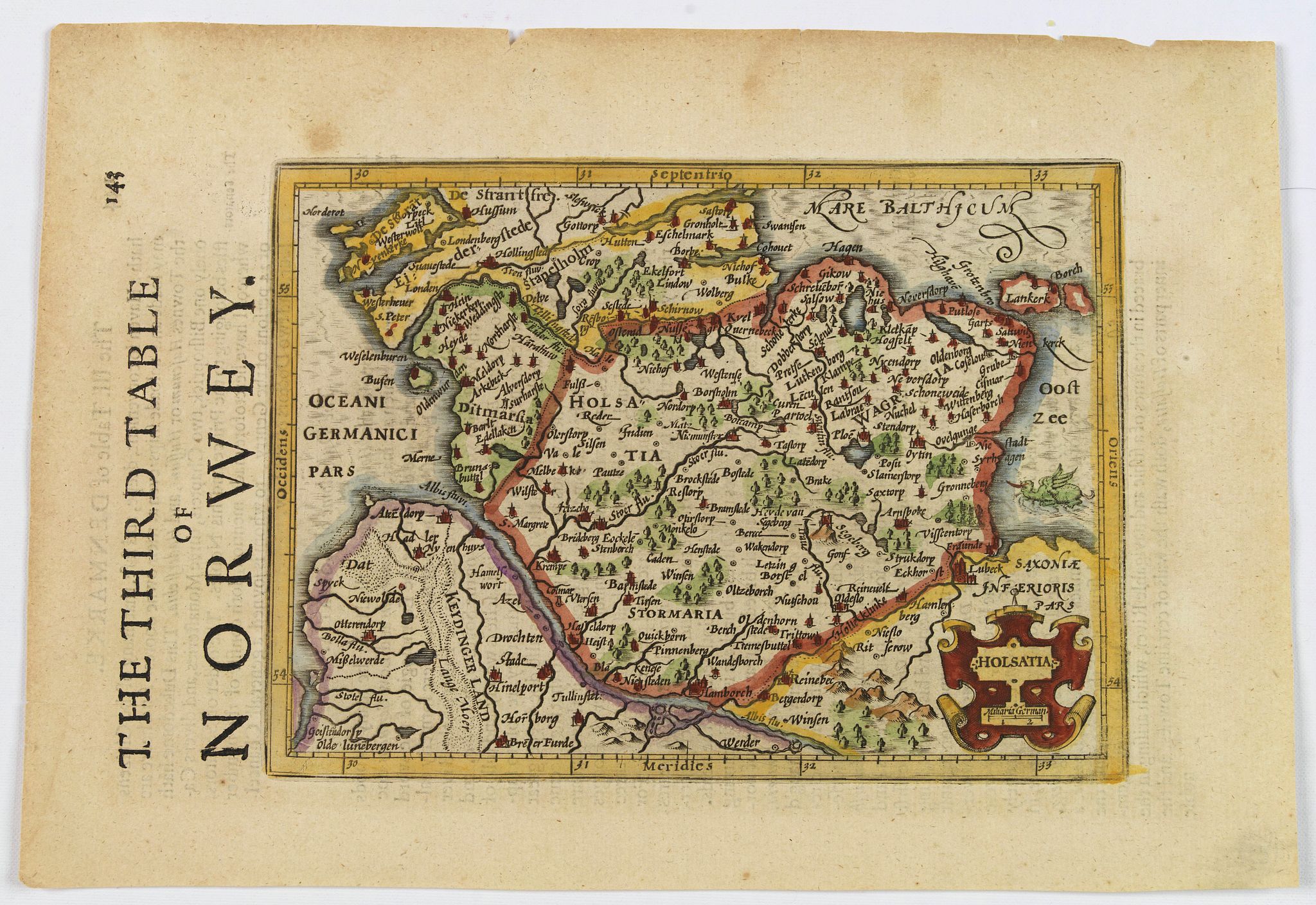 MERCATOR / HONDIUS., Holsatia., antique map, old maps