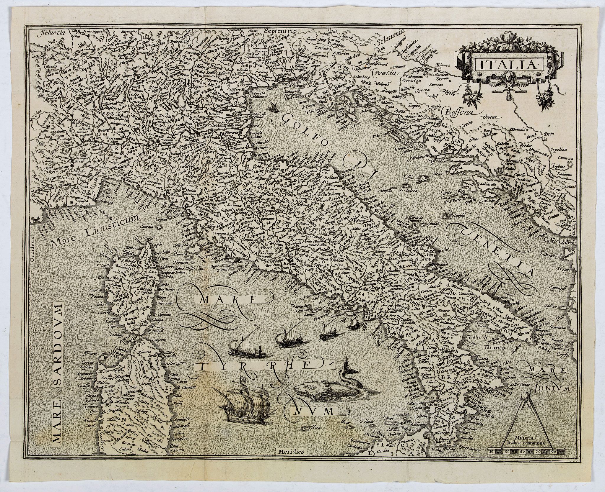 DE BRY, Th., Italia., antique map, old maps