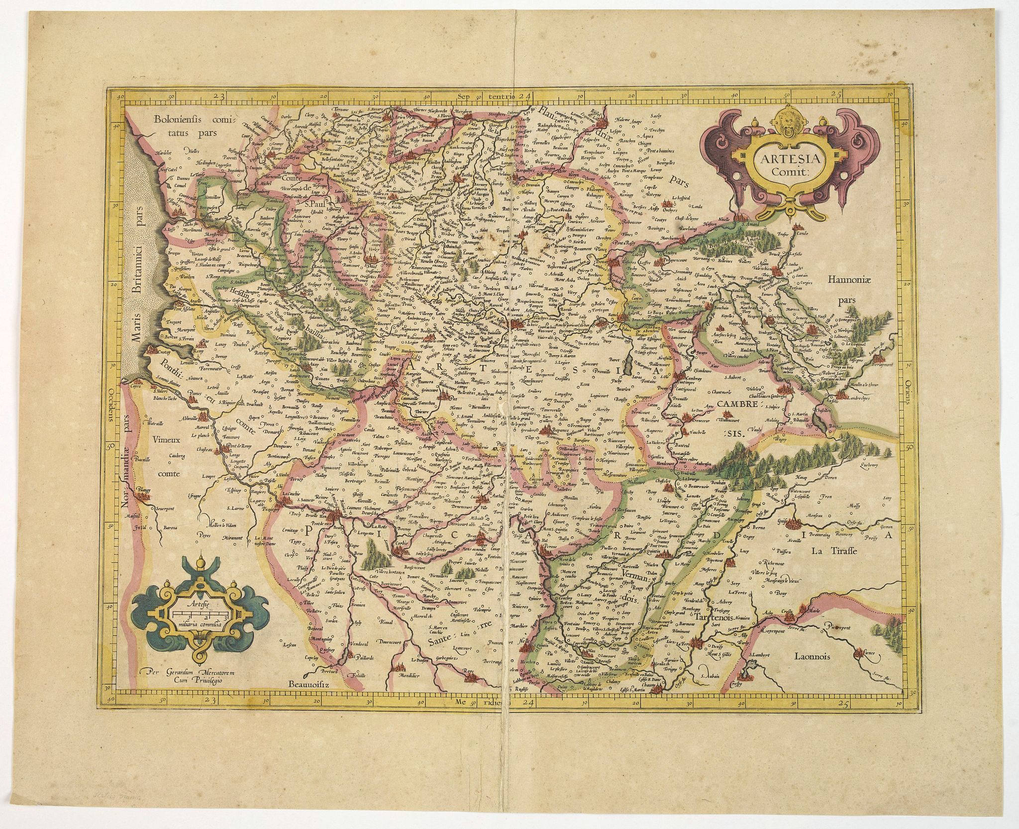 MERCATOR, G., ARTESIA Comit., antique map, old maps