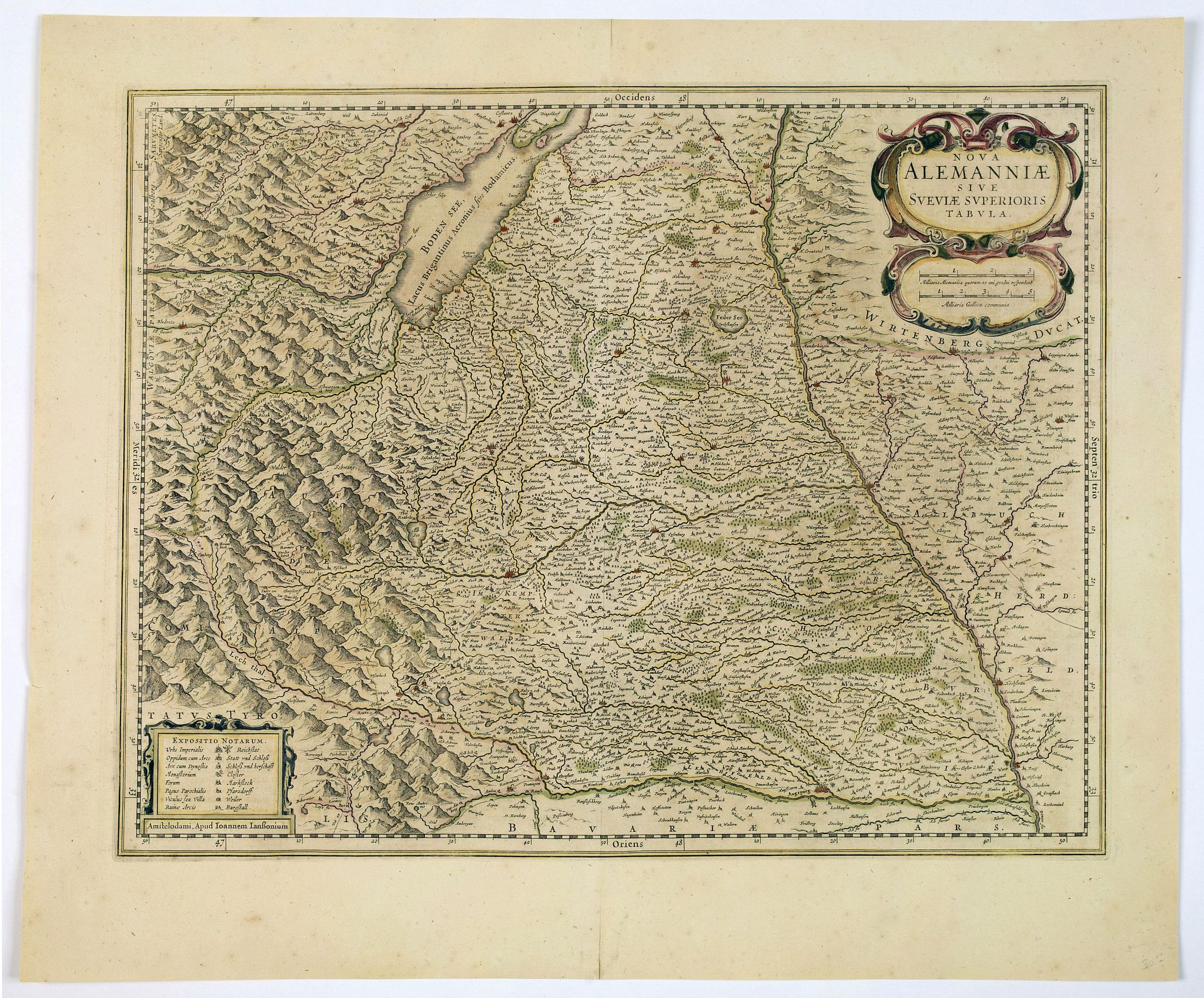 JANSSONIUS, J., Nova Alemanniae sive Sueviae Superioris Tabula., antique map, old maps