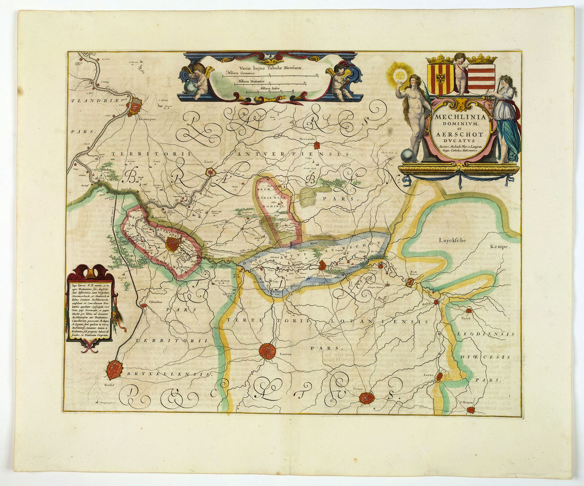 BLAEU, W., Mechlinia Dominium, et Aerschot Ducatus., antique map, old maps