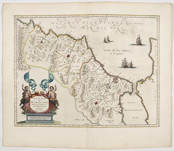 BLAEU, W., Fezzae et Marocchi regna Africae celeberrima., antique map, old maps