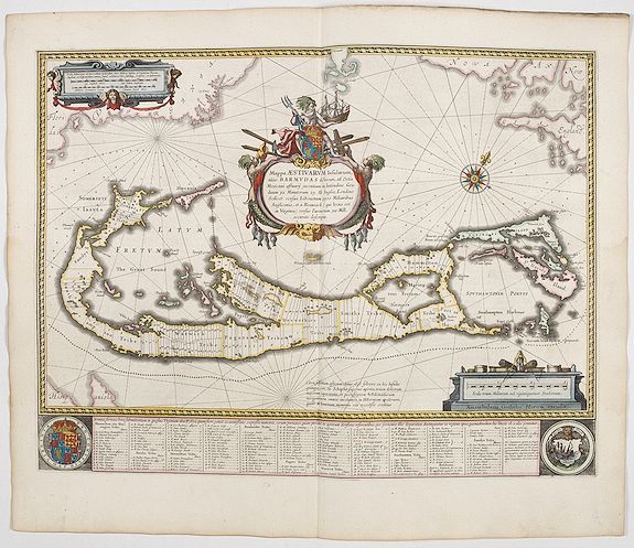 BLAEU, W., Mappa Aestivarum Insularum alias Barmudas., antique map, old maps