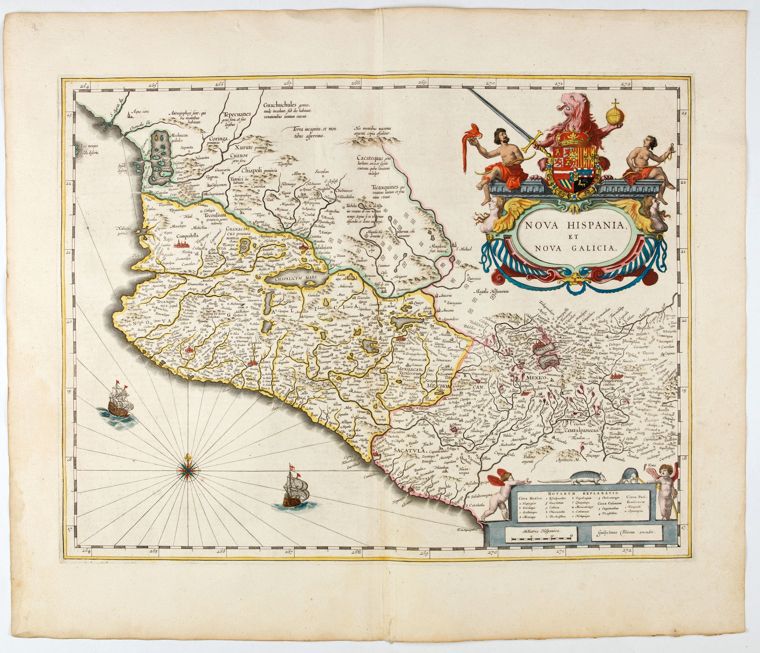 BLAEU, W., Nova Hispania et Nova Galicia., antique map, old maps