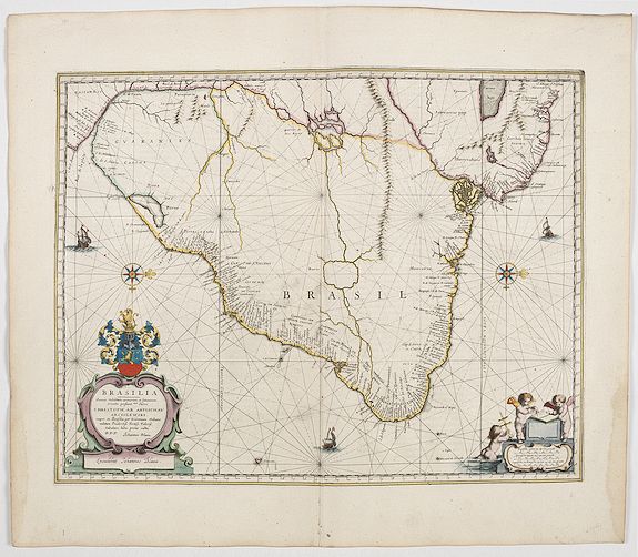 BLAEU, J., Brasilia., antique map, old maps