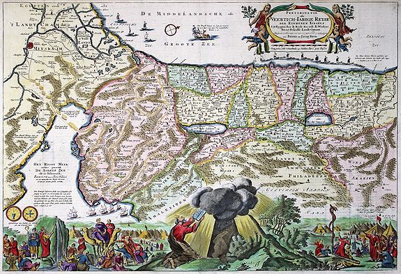 KEUR, P & J., Perigrinatie ofte Veertich-Iarige Reyse Der Kinderen Israels uyt Egypten, door de Roode-Zee, ende de Woestyne,Tot in't Beloofde Landt Canaan ., antique map, old maps