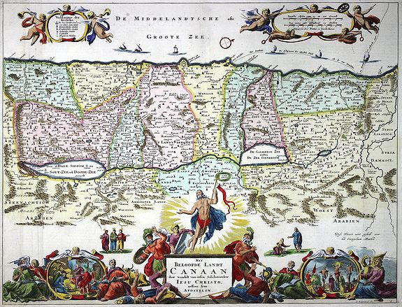 STOOPENDAAL, D., Het Beloofde Landt Canaan door wandelt van onsen Salichmaecker Iesu Christo, neffens syne Apostelen., antique map, old maps