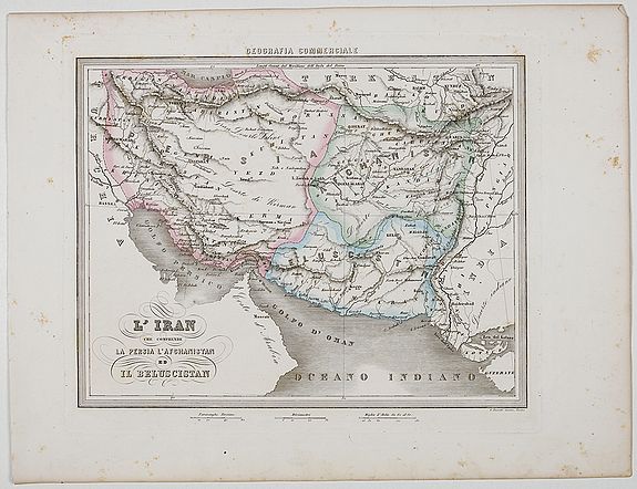 MARMOCCHI, F.C., L'Iran che comprende La Persia l'Afghanistan ed Il Beluscistan., antique map, old maps