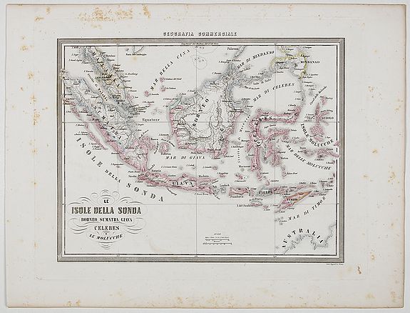 MARMOCCHI, F.C., Le Isole della sonda Borneo, Sumatra, Giava Celebes e Le Molucche., antique map, old maps