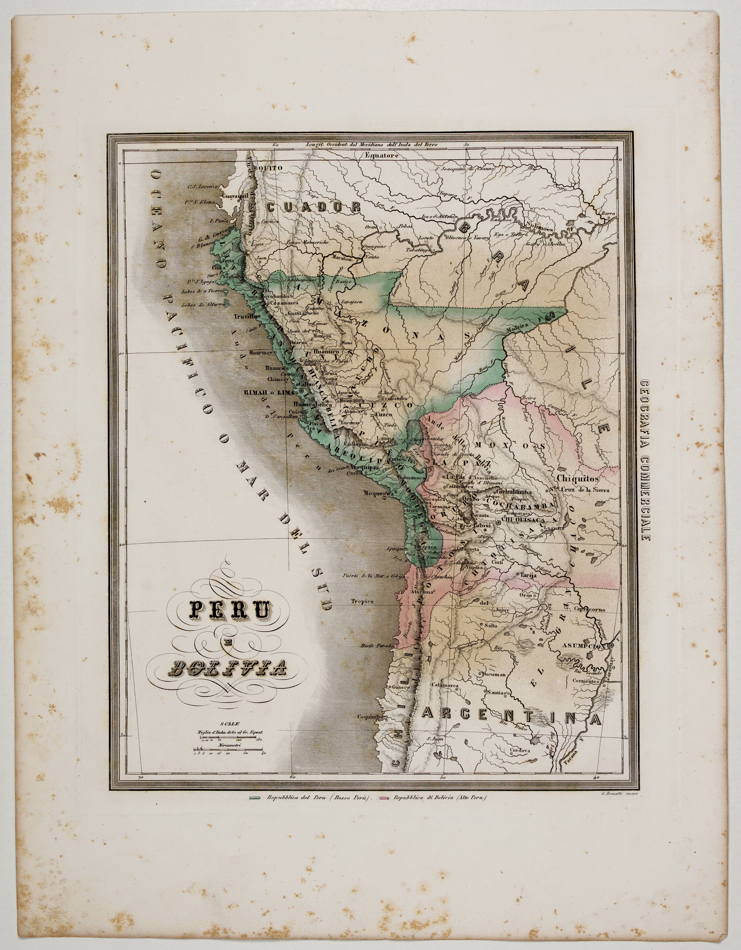 MARMOCCHI, F.C., Peru e Bolivia., antique map, old maps