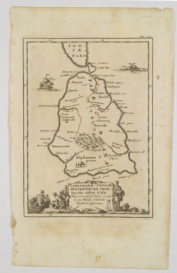 BOCHARTI, Samuel., Taprobanae Insulae Descriptio ex Ptol. Incolae eidem Salae. . ., antique map, old maps