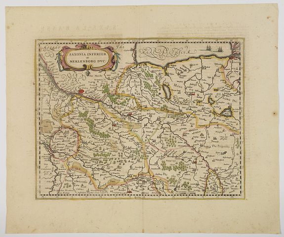 MERCATOR / JANSSONIUS., Saxonia Inferior et Meklenborg Duc., antique map, old maps