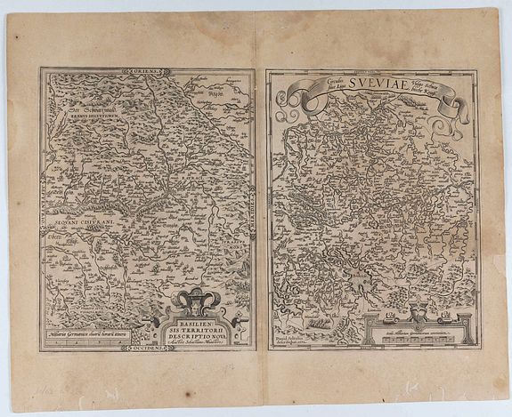 ORTELIUS, A., Basiliensis territorii descriptio nova./Circulus sue Liga. . ., antique map, old maps