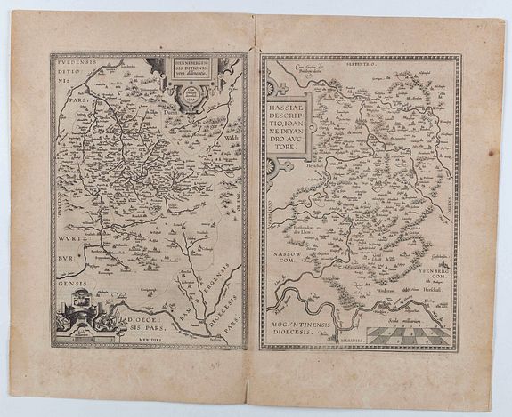 ORTELIUS,A., Hennebergensis ditionis vera delineatio. / Hassiae descriptio.., antique map, old maps