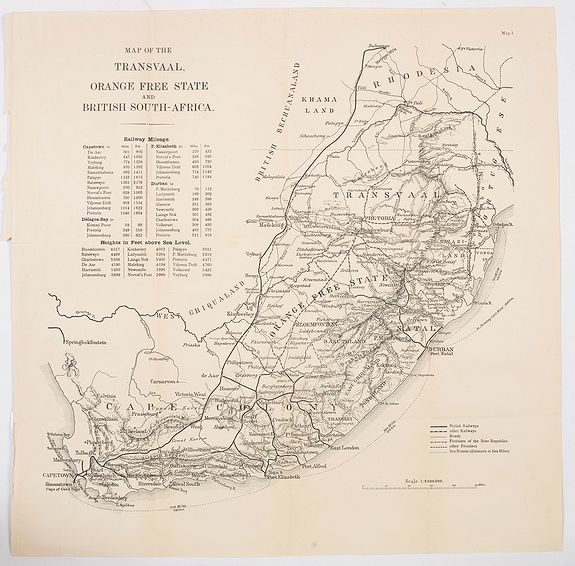 JOHNSTON, W. & A.K., Map of the Transvaal, Orange Free State and British South-Africa., antique map, old maps