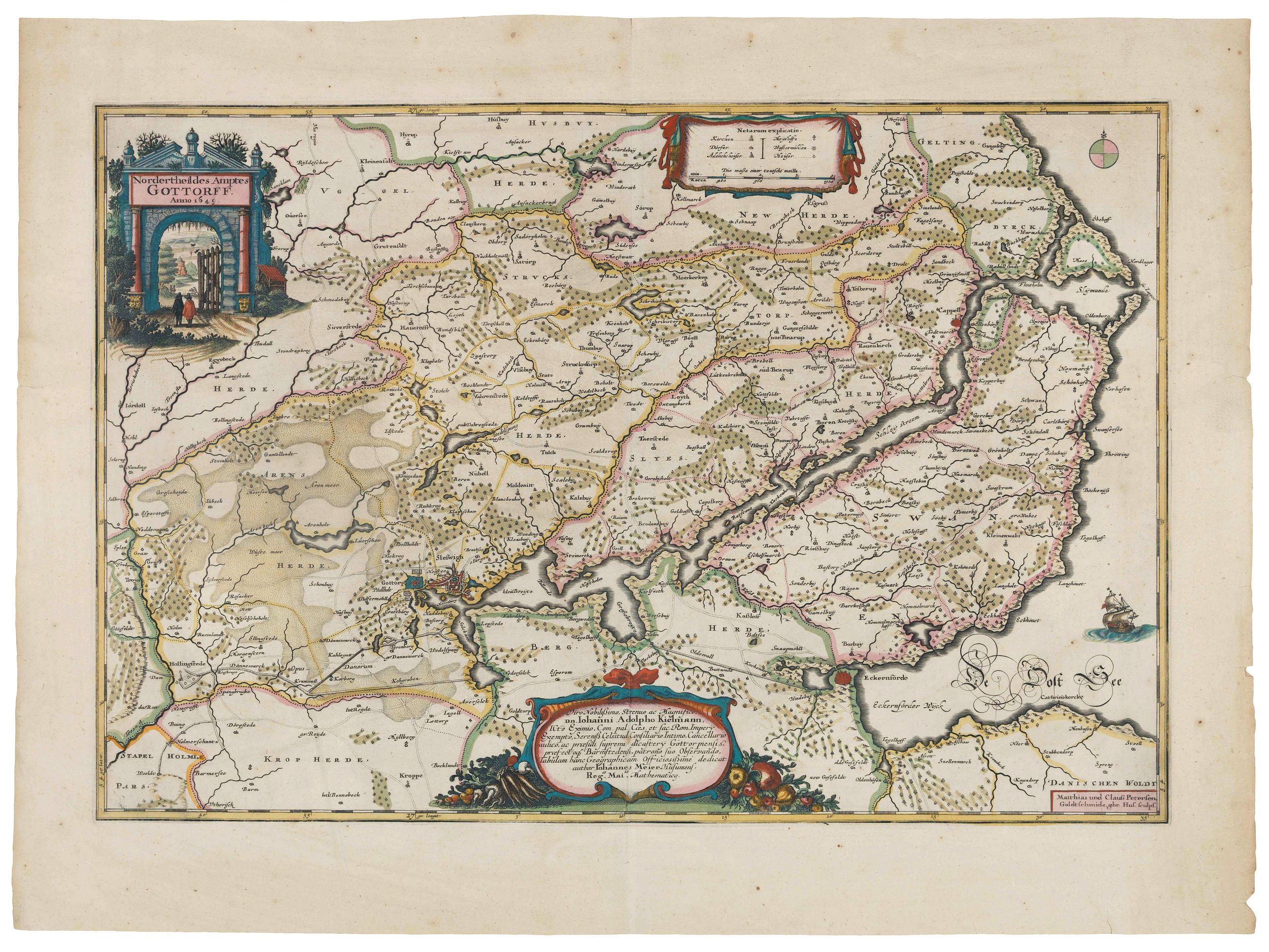 BLAEU, J., Nordertheil des Amptes Gottorff, Anno 1649., antique map, old maps