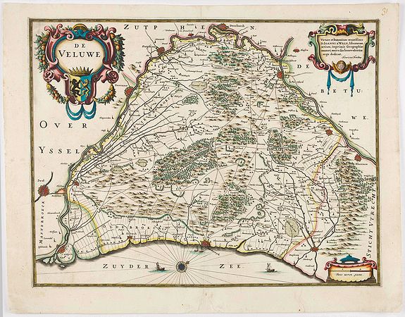 HONDIUS, H., De Veluwe., antique map, old maps