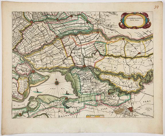 BLAEU, W., Zuydhollandia stricte sumta., antique map, old maps