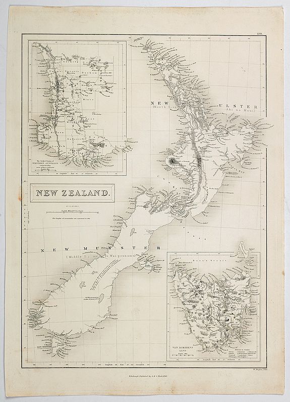 BLACK, A.& C., New Zealand., antique map, old maps