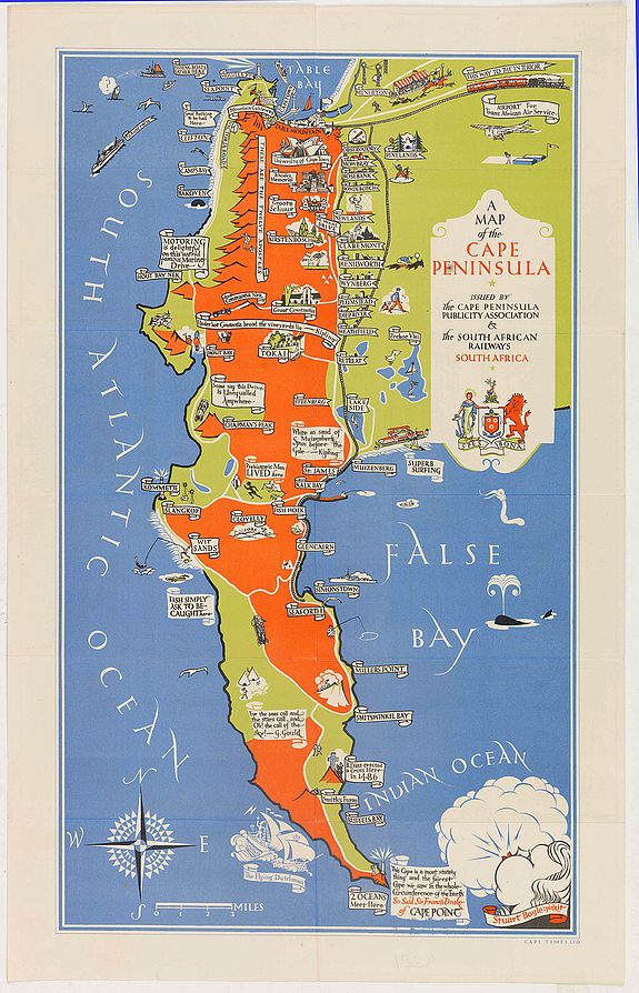 BOYLE, S., A Map of the Cape Peninsula. Issued by the Cape Peninsula Publicity Association Adderley Street Cape Town South Africa., antique map, old maps