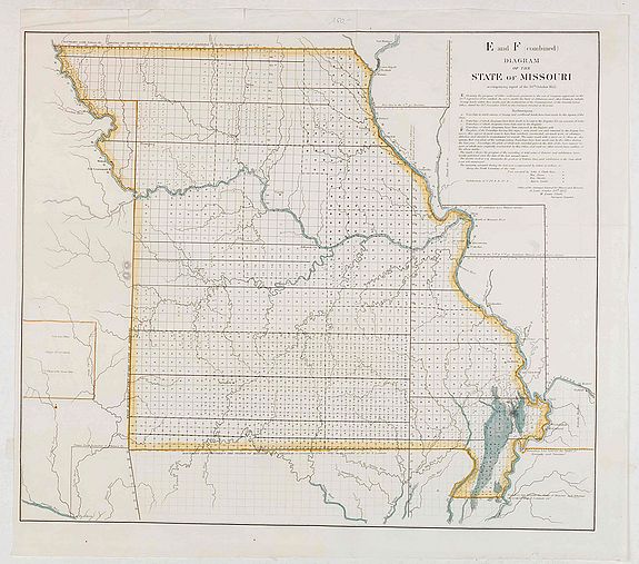 OFFICE OF THE SURVEYOR GENERAL, E and F (combined) Diagram of the State of Missouri., antique map, old maps