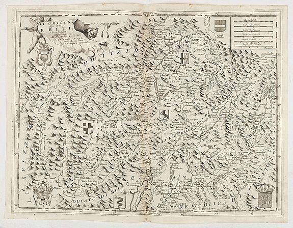 CORONELLI, V., Li Grisoni già detti Rheti . . ., antique map, old maps