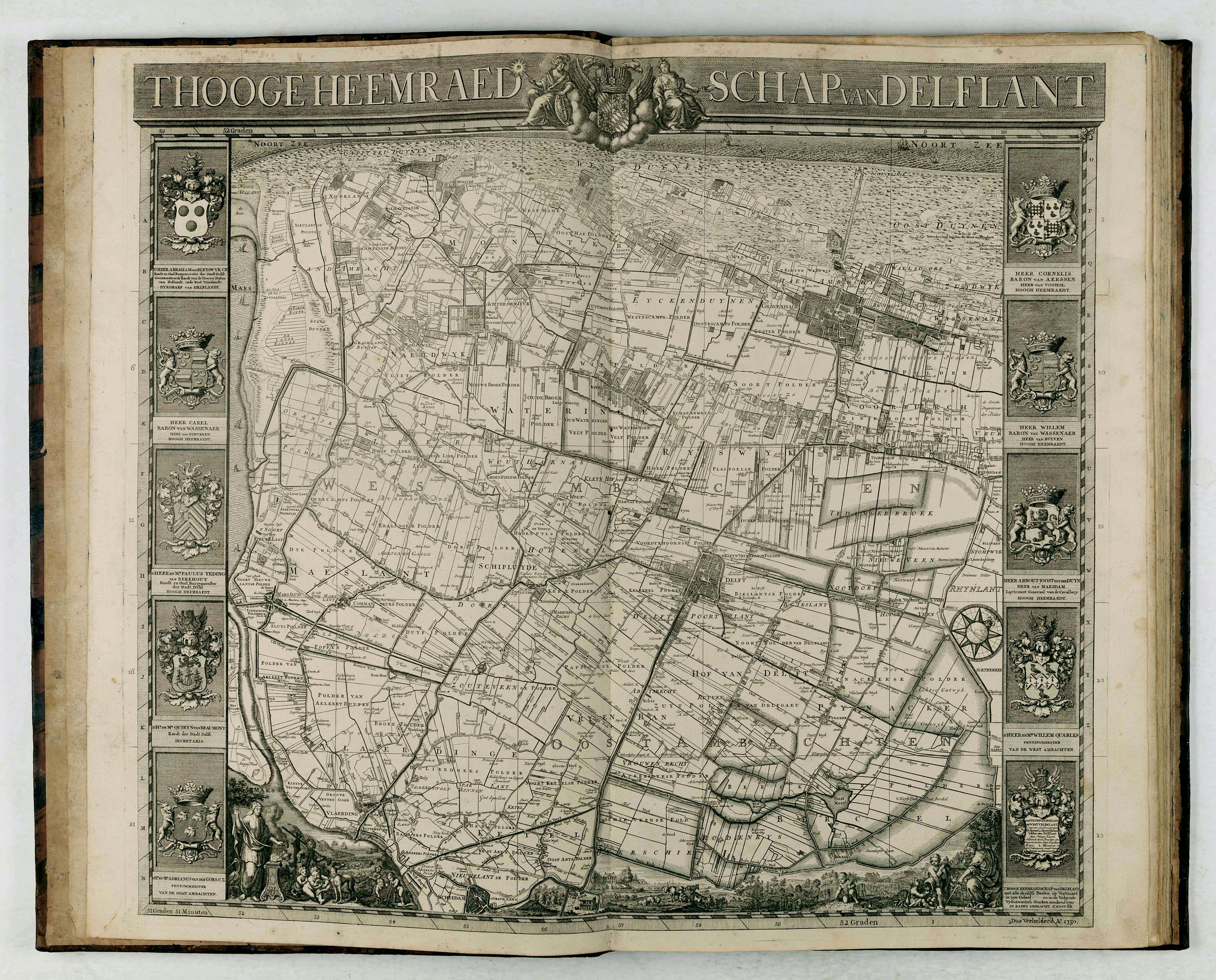 KRUIKIUS, N. & J., 't Hooge Heemraedschap van Delfland met alle de Steden, Dorpen, Ambachten, Litmaten, Polders, (etc.). , antique map, old maps