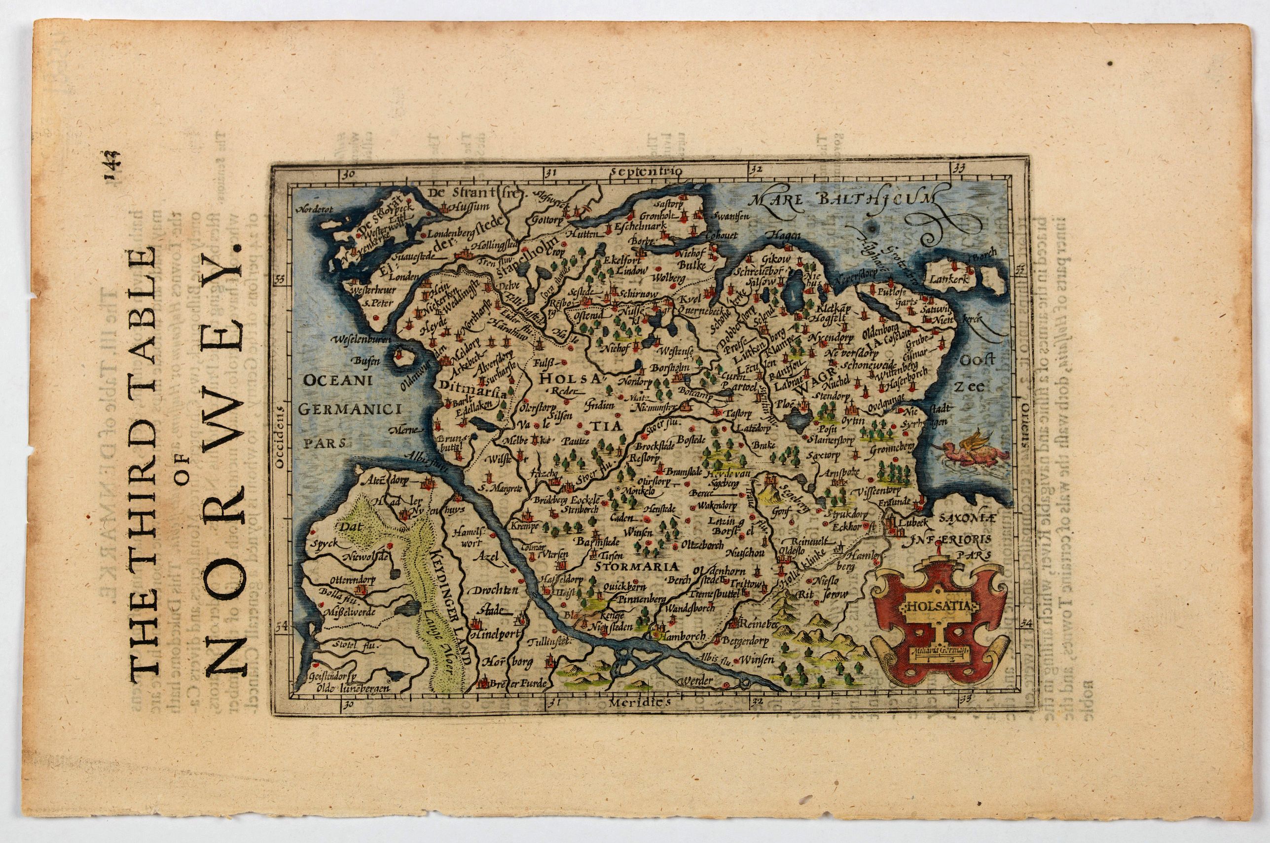 MERCATOR, G. / HONDIUS, J., Holsatia., antique map, old maps