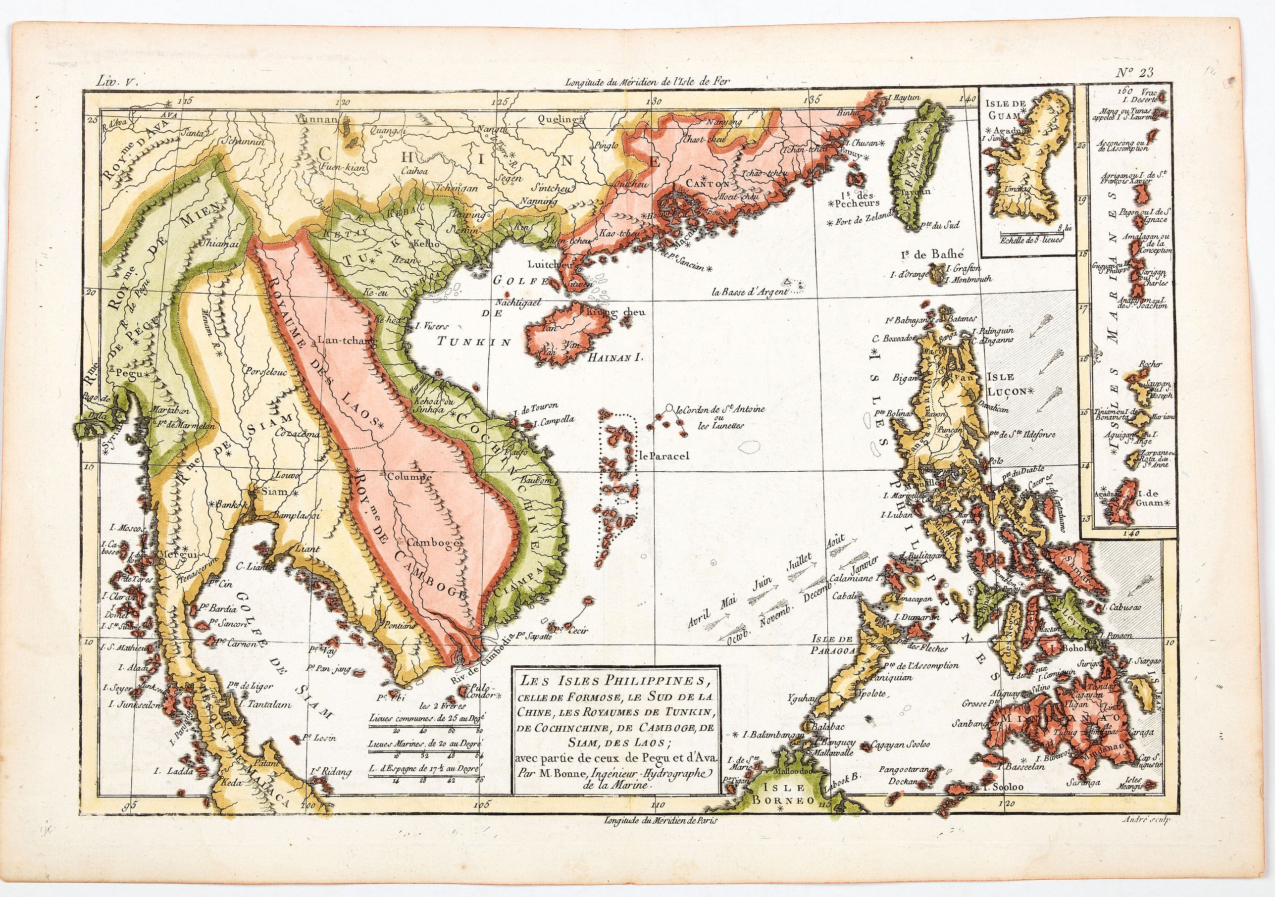 BONNE, R., Les Isles Philippines, celle de Formose. . ., antique map, old maps