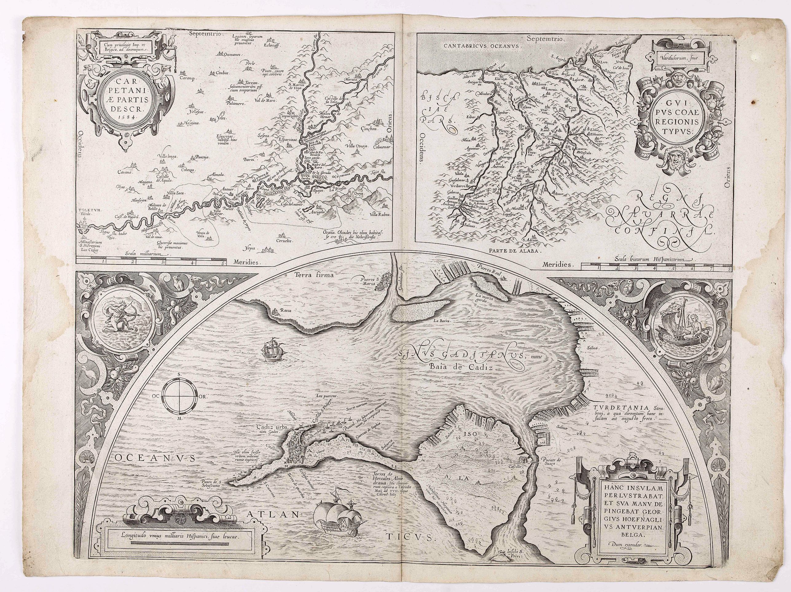 ORTELIUS, A., Carpetaniae Partis Desc.1584. - Guipus Coae Regionis Typus., antique map, old maps