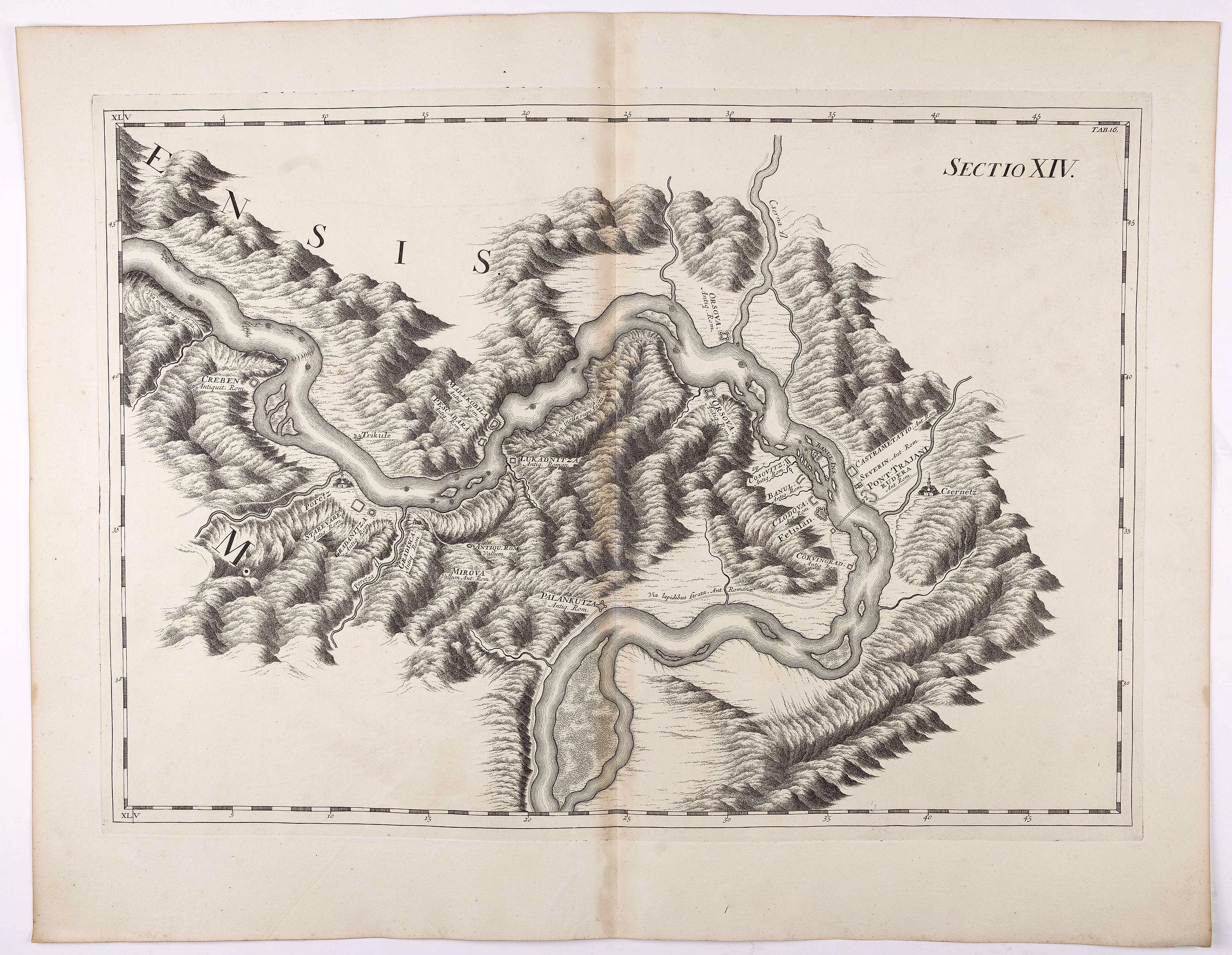 MARSILI, L.F., Sectio XIV., antique map, old maps