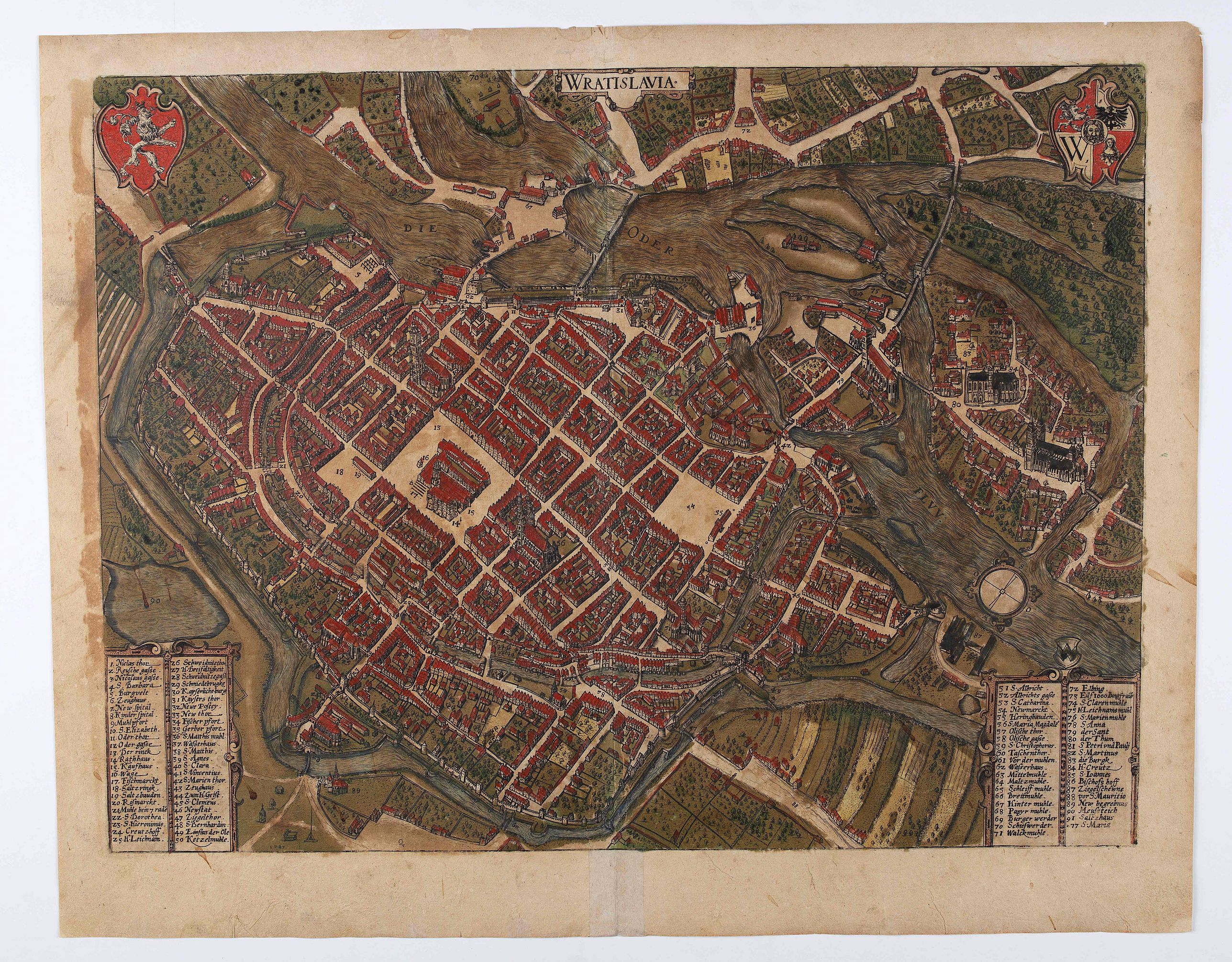 HOGENBERG, F. / BRAUN, G., Wratislavia., antique map, old maps