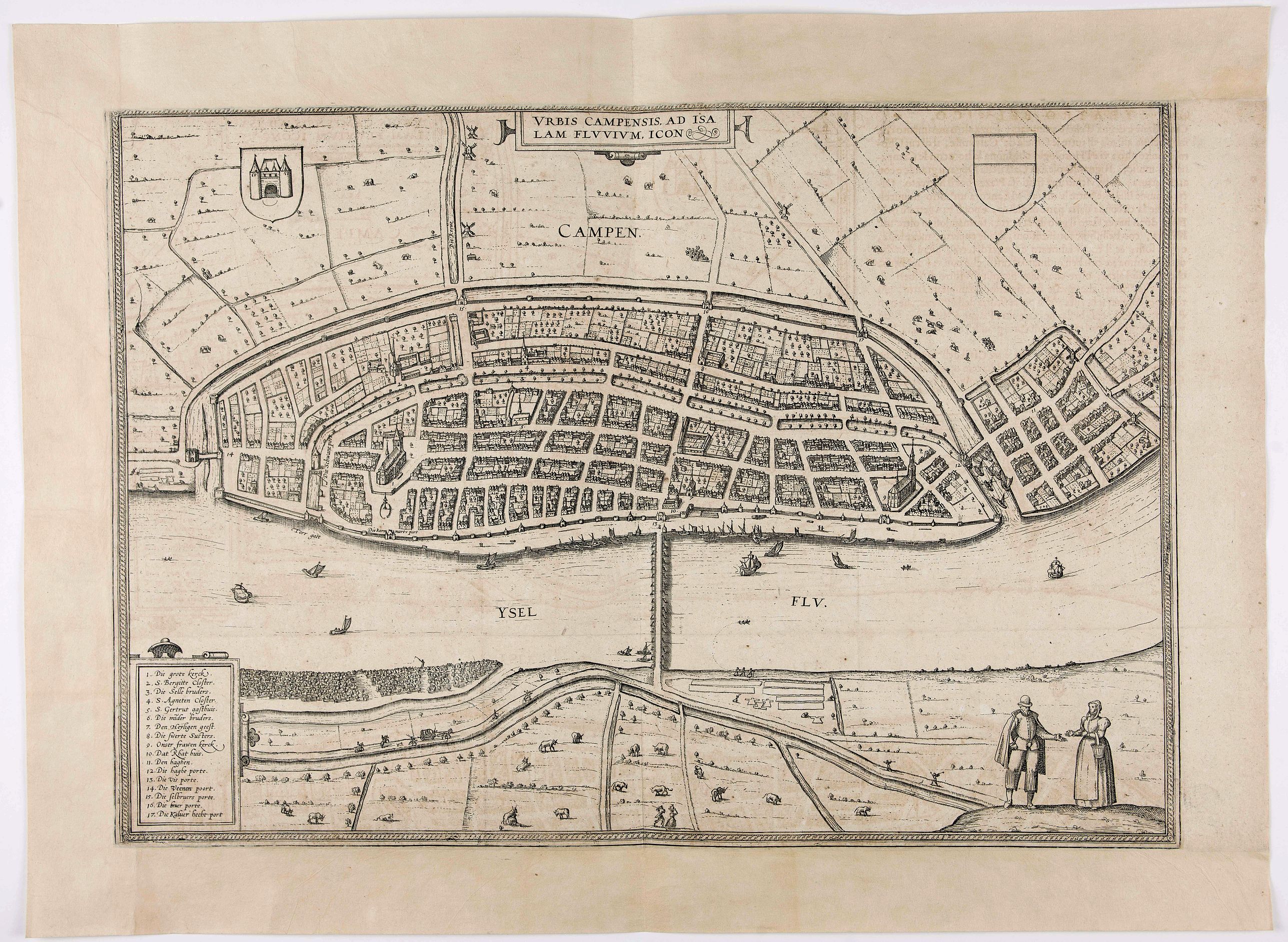 HOGENBERG, F. / BRAUN, G., Urbis Campensis.., antique map, old maps