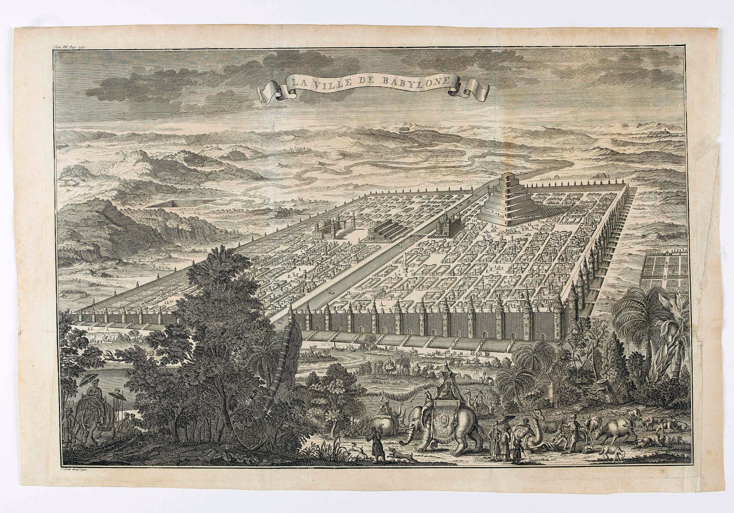 BENIGNE BOSSUET, J., La ville de Babylone., antique map, old maps