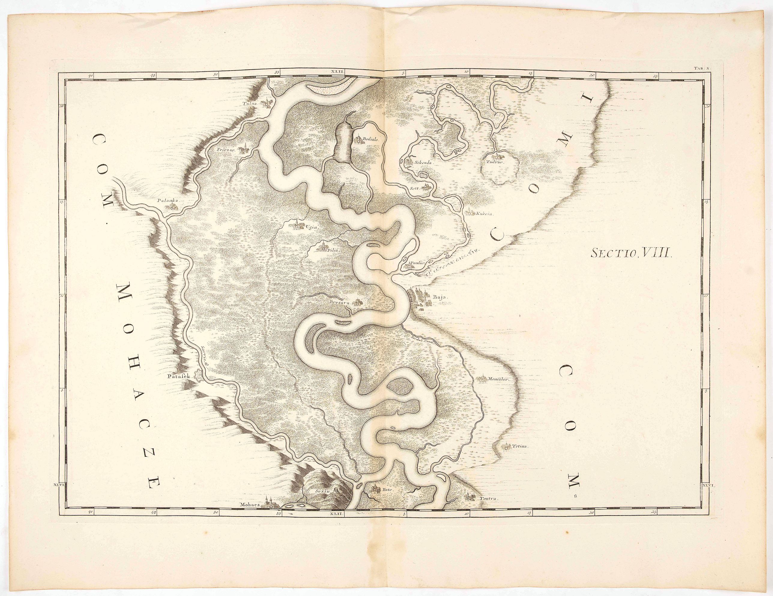MARSILI, L.F., Sectio VIII. (Baja), antique map, old maps