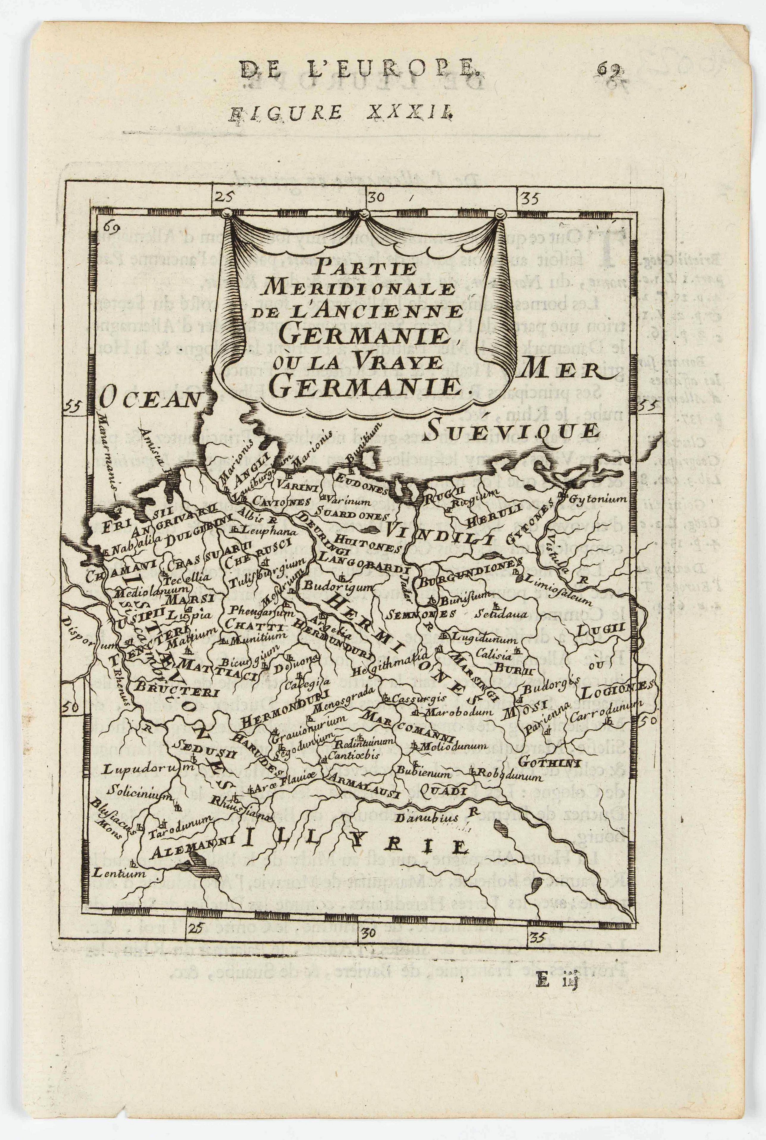 MANESSON MALLET, A., Partie Meridionale de l'Ancienne Germanie ou la vraye Germanie., antique map, old maps