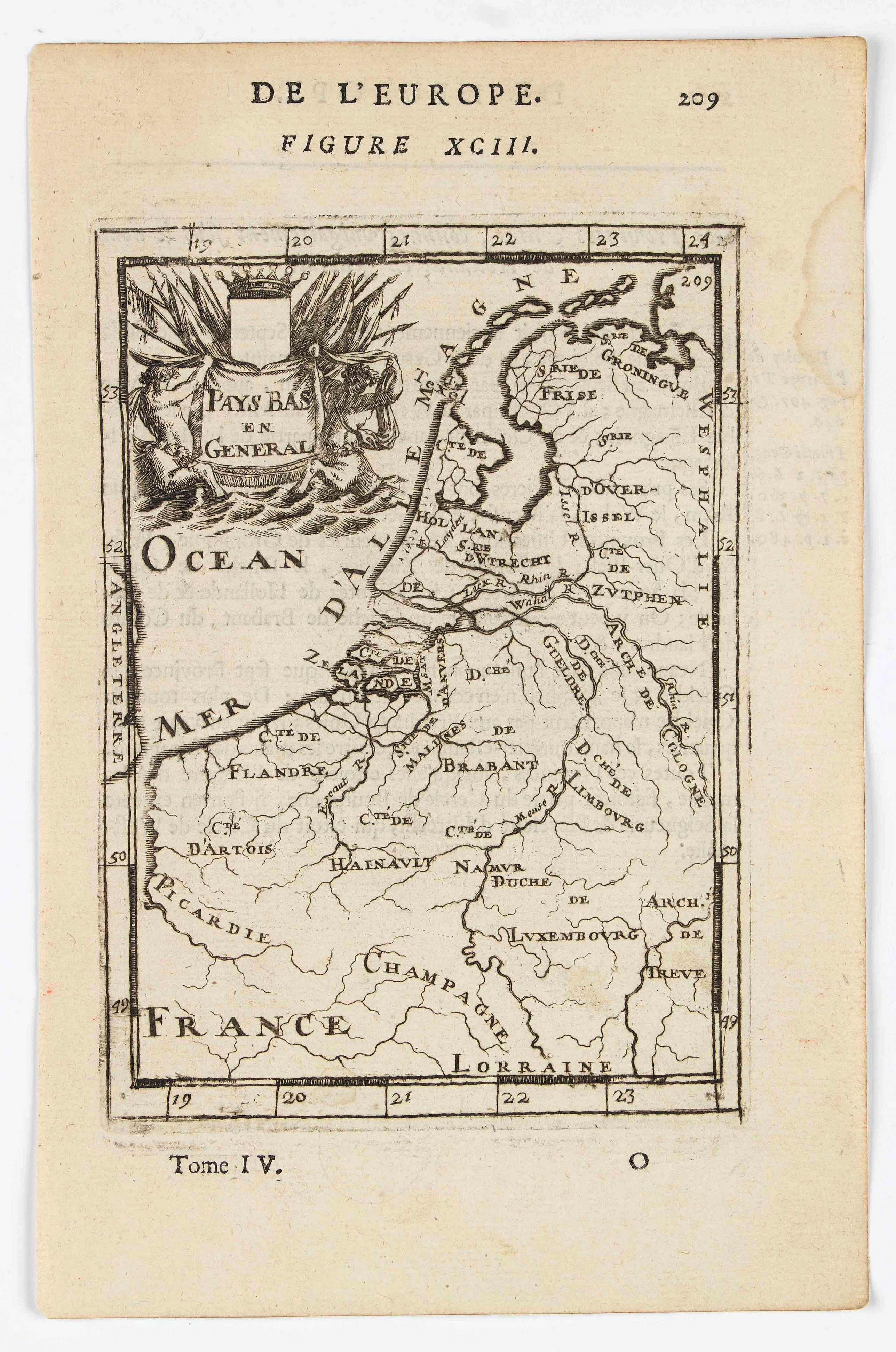 MANESSON MALLET, A., Pays Bas en general., antique map, old maps