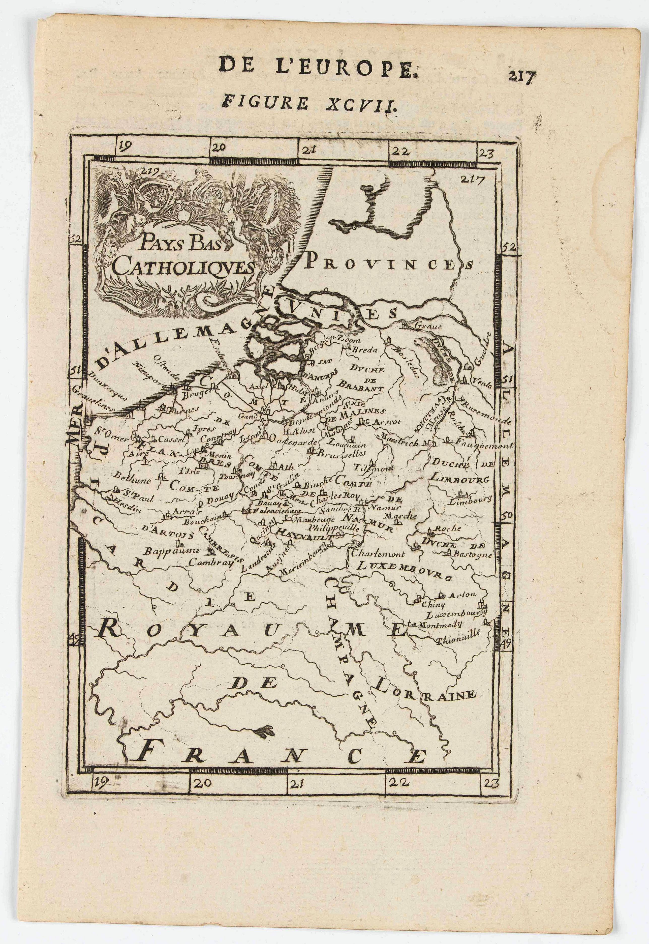 MANESSON MALLET, A., Pays-Bas Catholiques., antique map, old maps