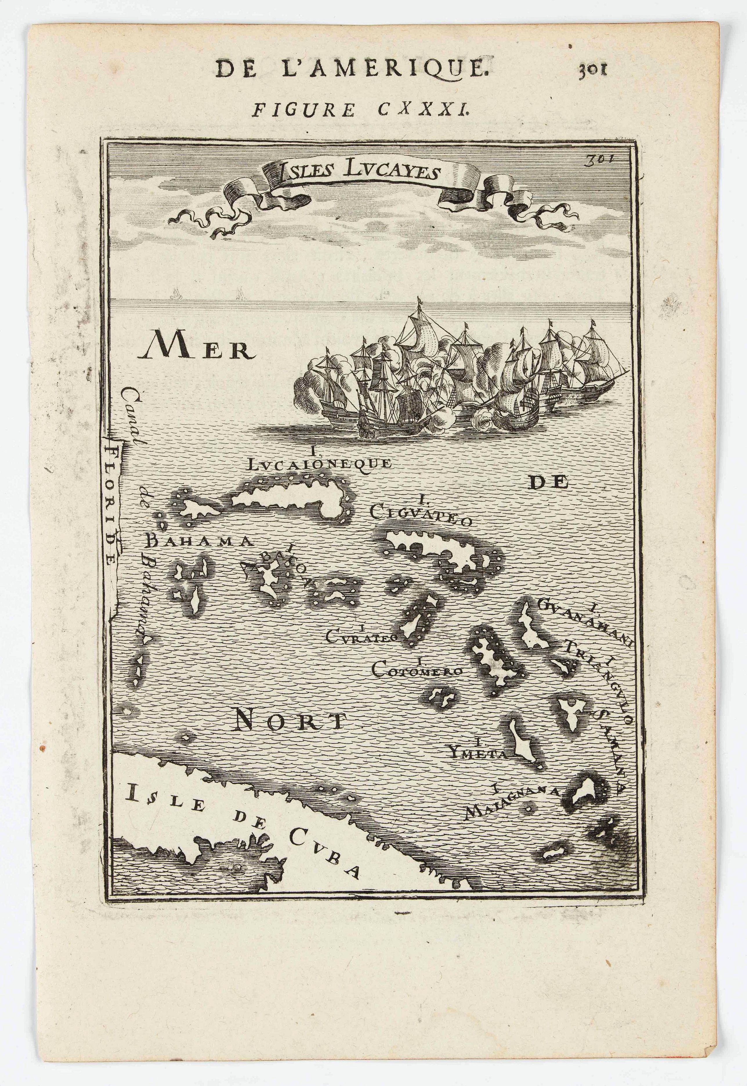 MANESSON MALLET, A., Isles Lucayes., antique map, old maps