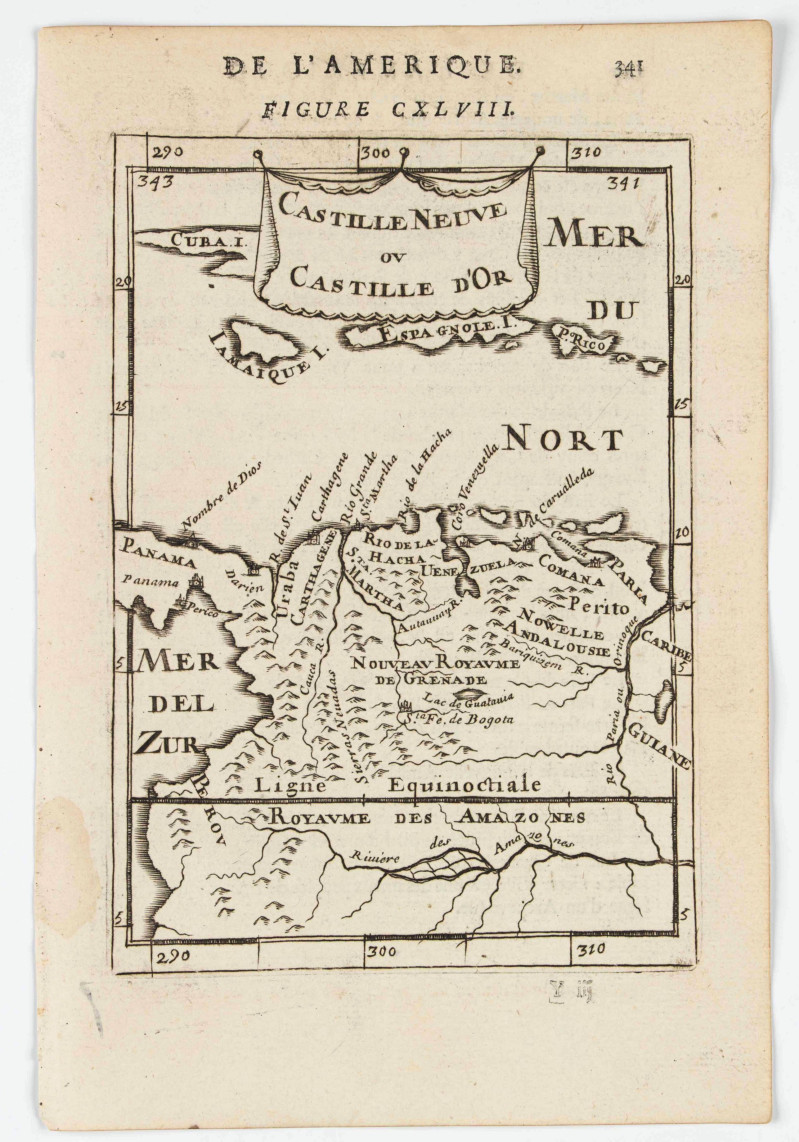 MANESSON MALLET, A., Castille Neuve ou Catille d'Or., antique map, old maps