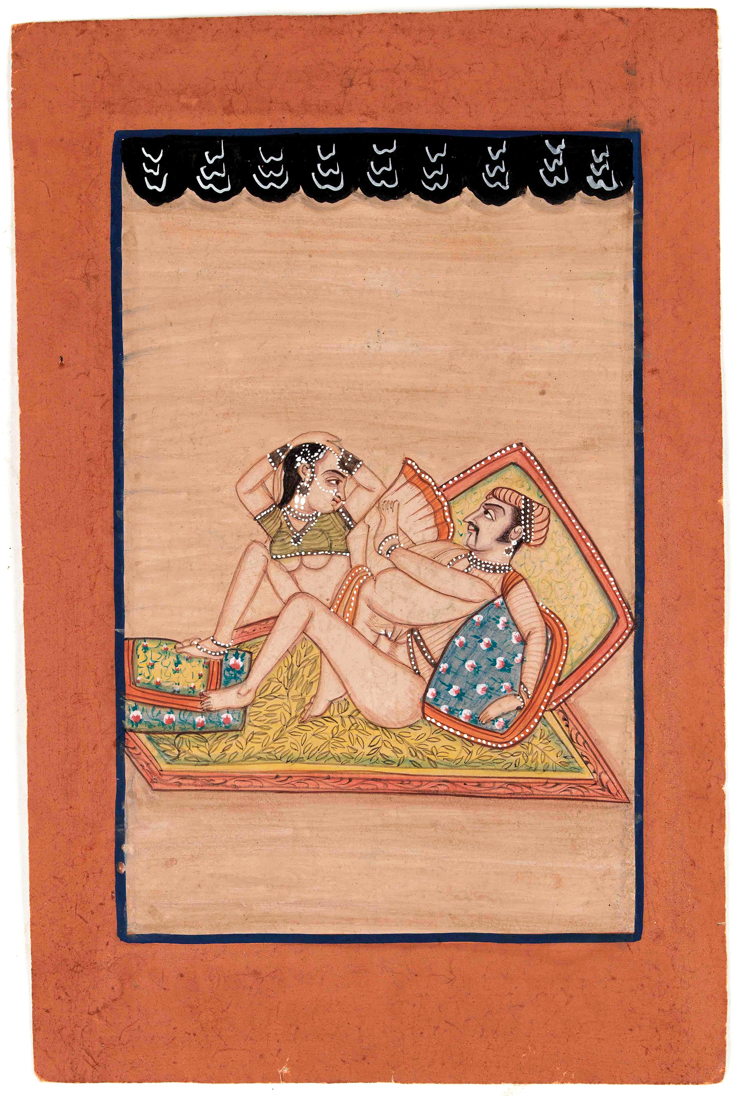 INDIA, Indian erotic painting on paper., antique map, old maps