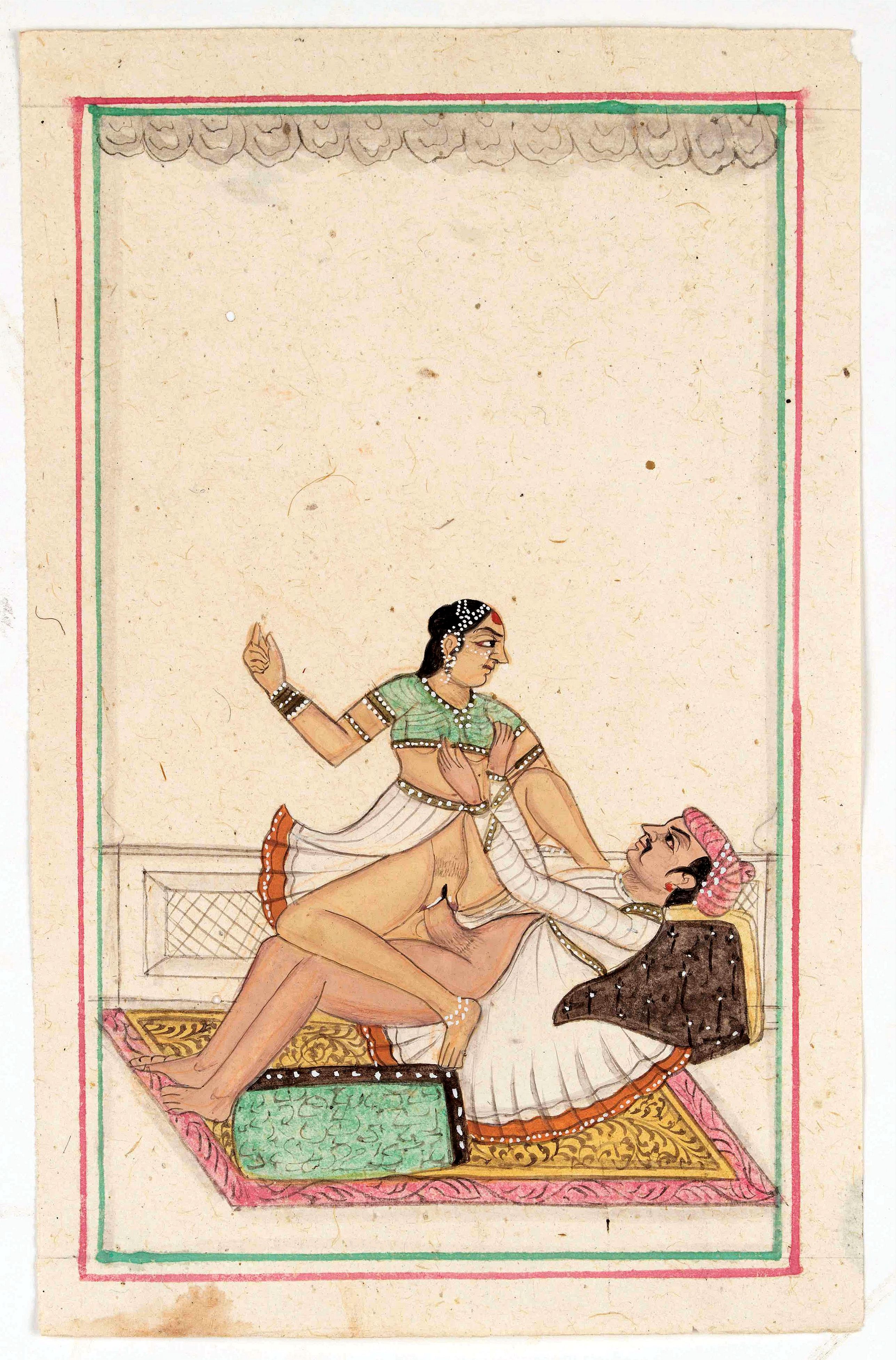INDIA, Indian erotic painting on paper., antique map, old maps