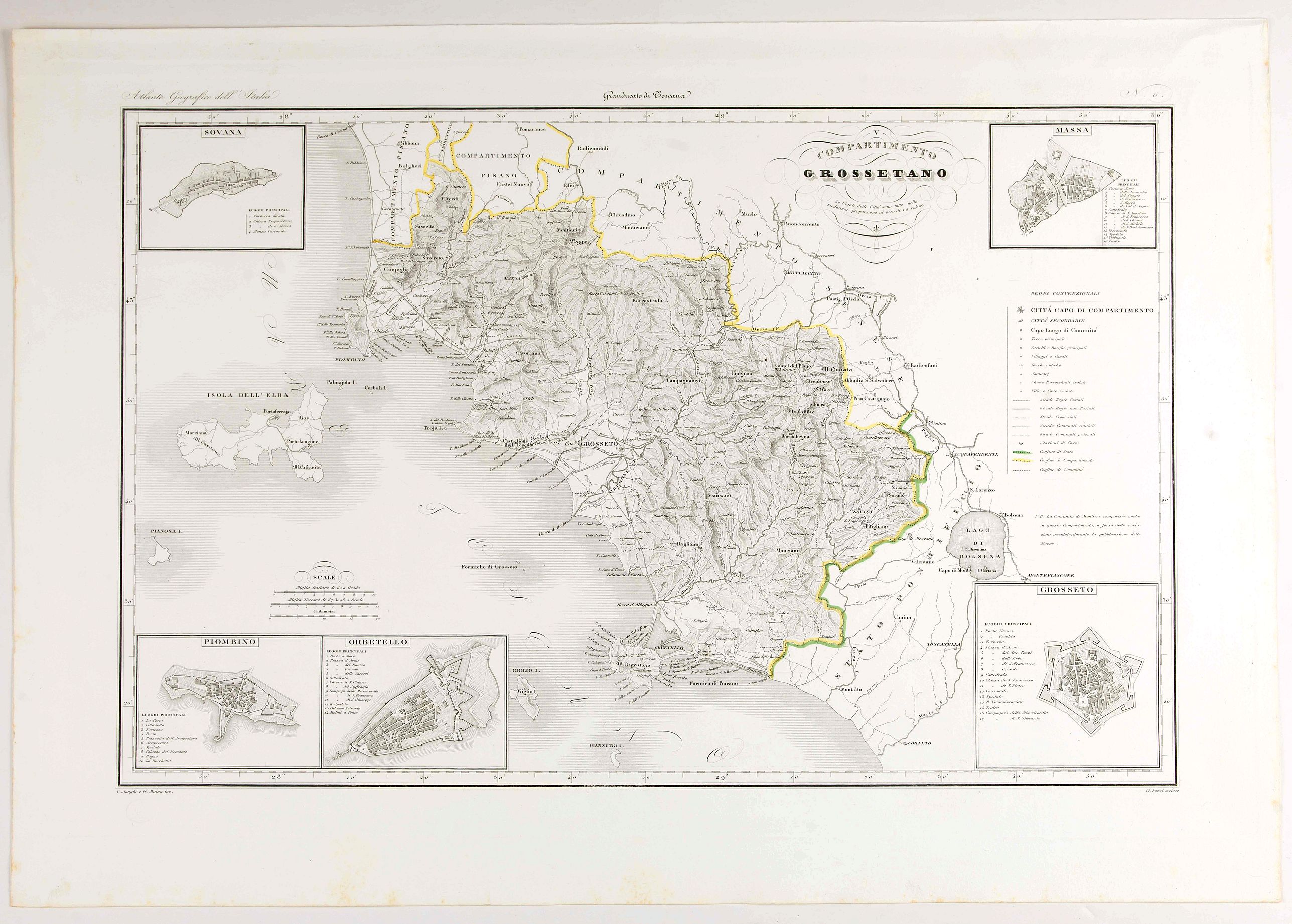 MAINA, G. / STANGHI, V., V. Compartimento Grossetano. . ., antique map, old maps