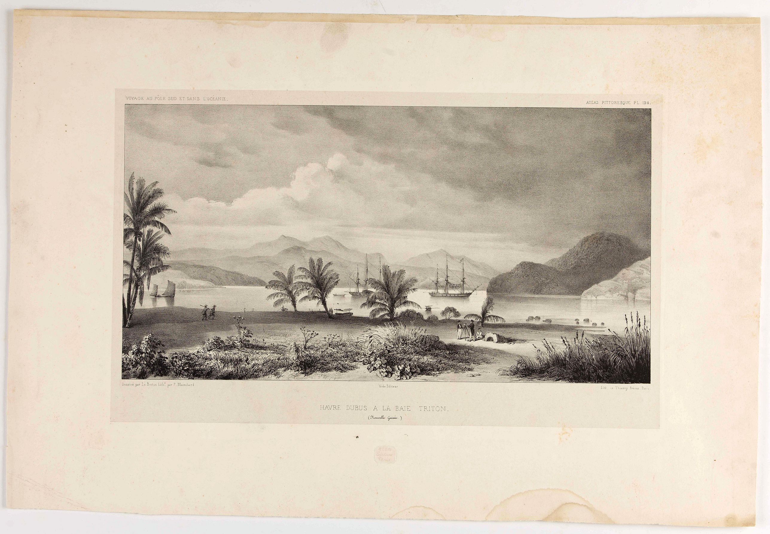 LEBRETON / BLANCHARD, Havre Dubus a la Baie Triton. ( Nouvelle-Guinée), antique map, old maps