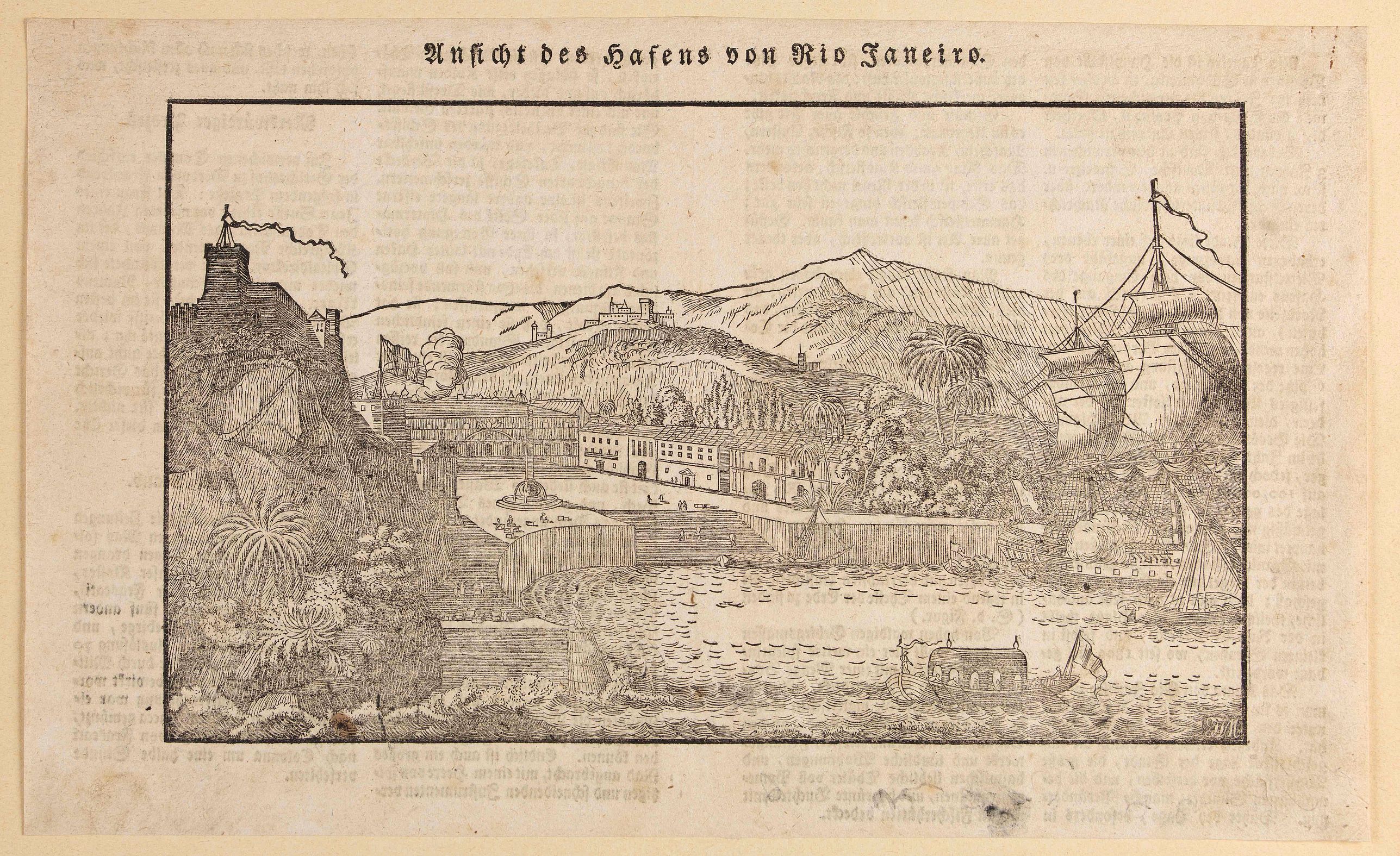 ANONYMOUS, Ansicht des hafens von Rio Janeiro., antique map, old maps