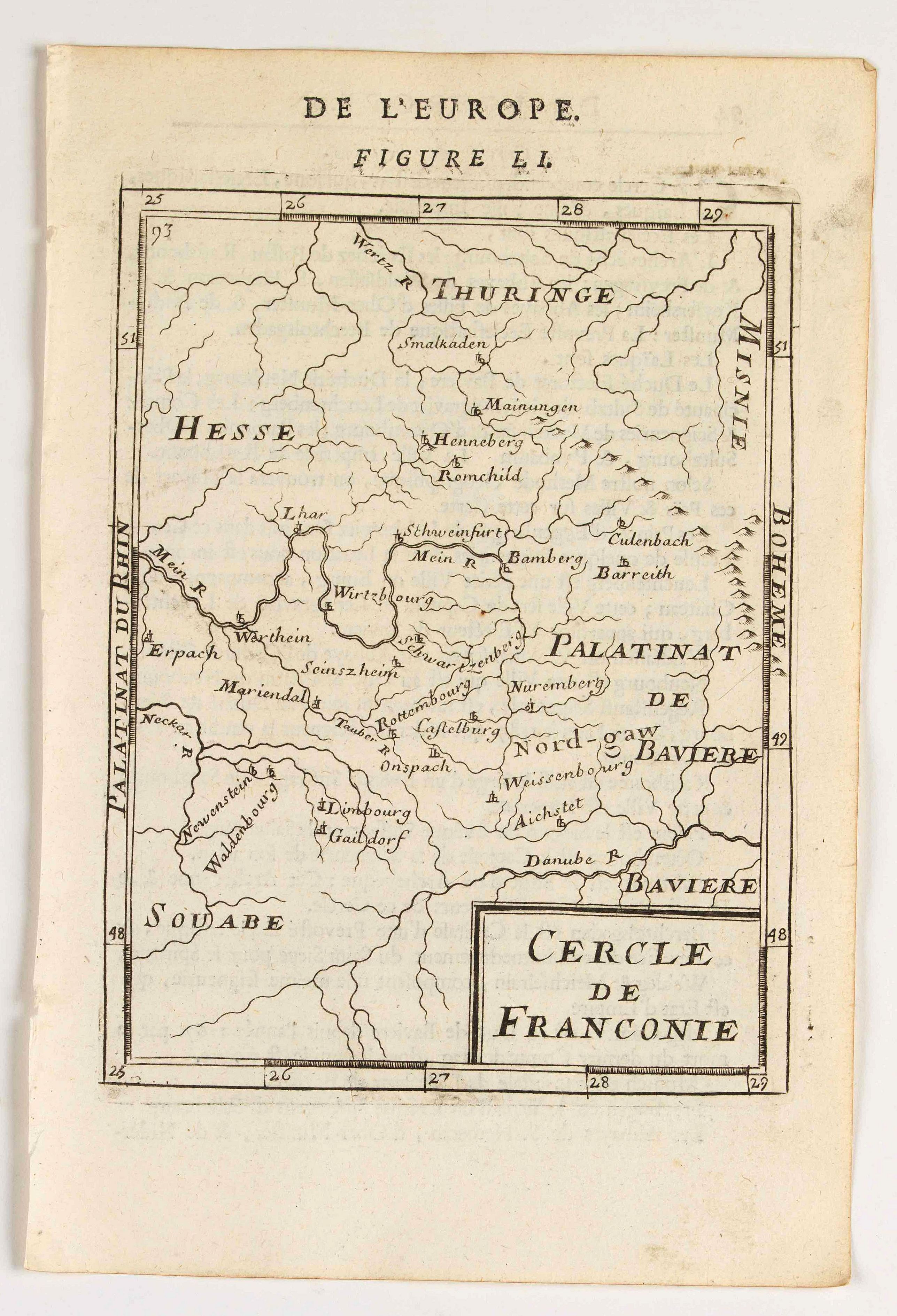 MANESSON MALLET, A., Cercle de Franconie., antique map, old maps