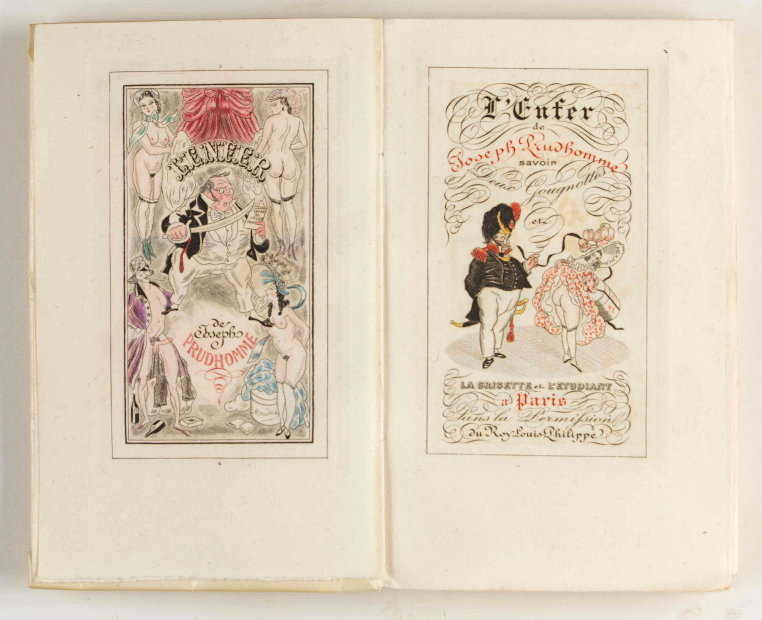 ANONYMOUS, L'enfer de Joseph Prudhomme. Savoir Deux cougnottes et La grisette et l'étudiant. Monnier Henry., antique map, old maps