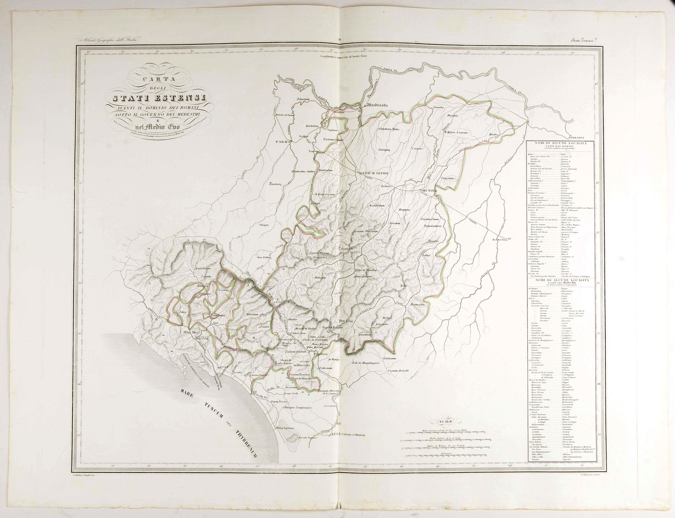 MAINA, G. / STANGHI, V., Carta degla Stati Estensi avanti il domino dei Romani Sotto Il governo dei Medesimi., antique map, old maps